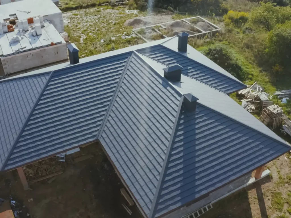 a blue commercial roof quality of a house