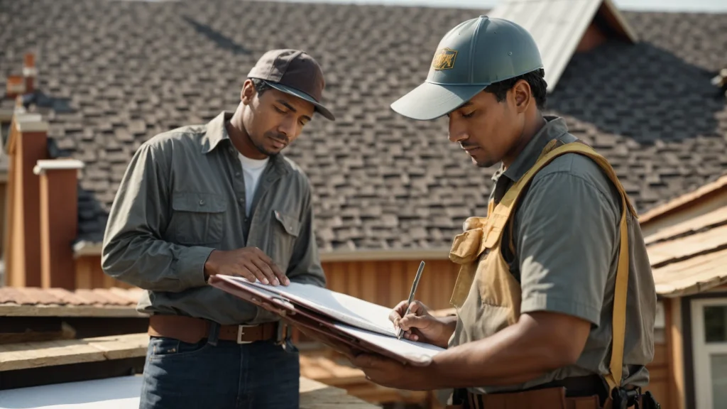 top roofing contractors staff writing on a clipboard